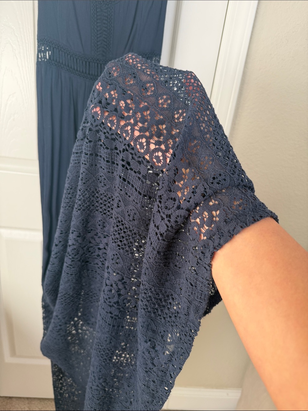 Abercrombie & Fitch Navy Crochet-Trim Maxi Dress - Picture 2 of 8